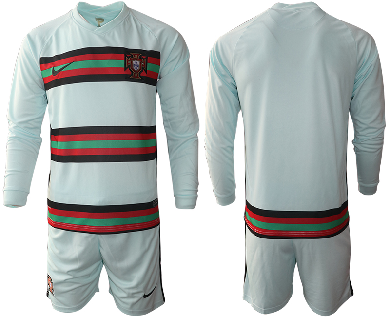 Men 2021 European Cup Portugal away Long sleeve soccer jerseys->customized soccer jersey->Custom Jersey